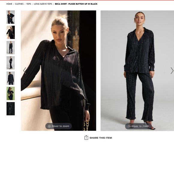 Showpo Beca Shirt - Plisse Button Up Black  - US 12 (XXL) - Picture 3 of 12